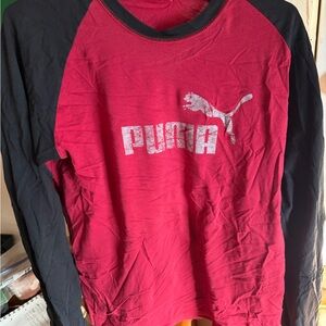 Puma Red and Black Raglan Tee size leg